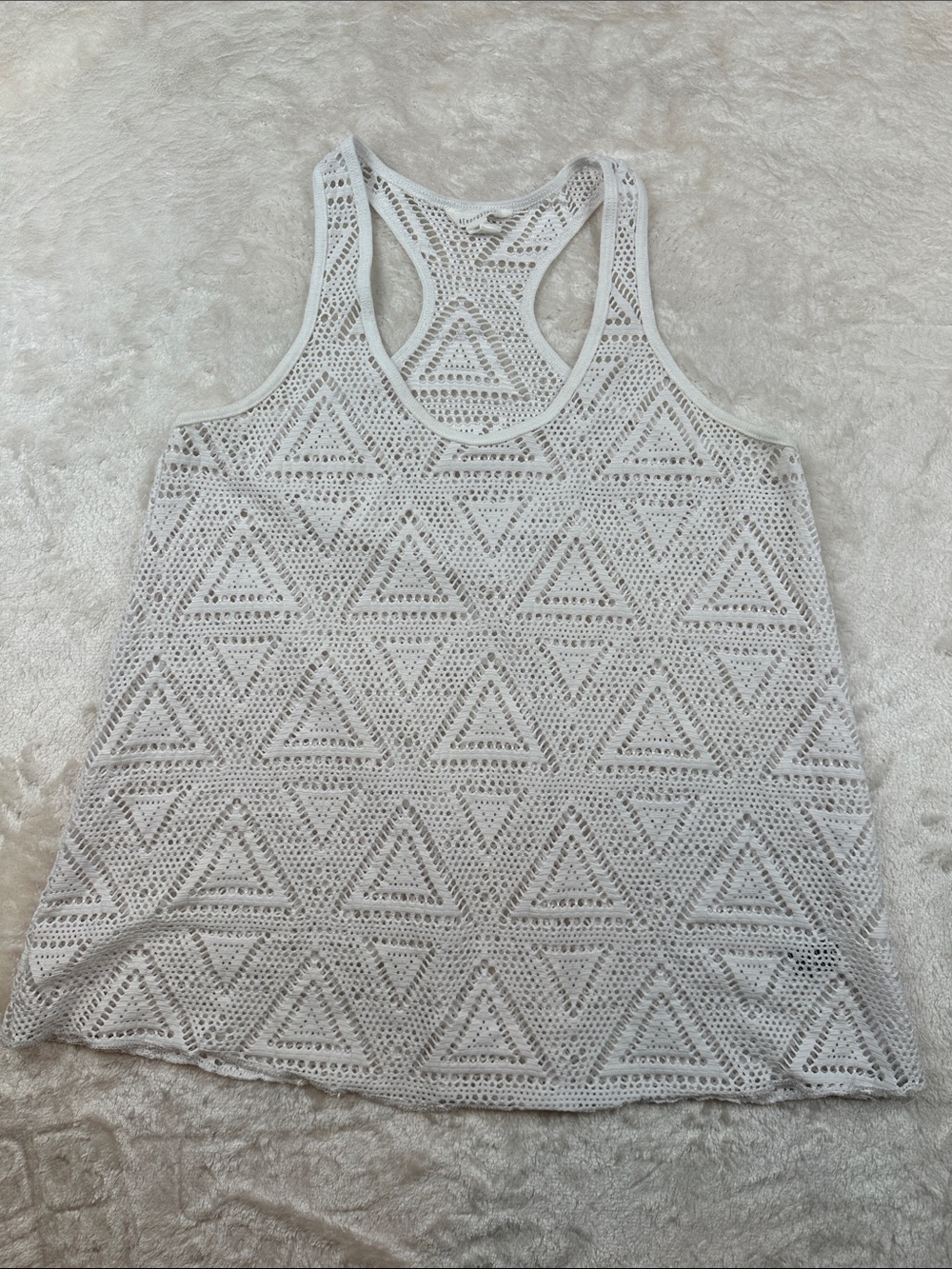 Aeropostale Size M White Crochet Triangle Knit Racerback Tank | Active | Beach